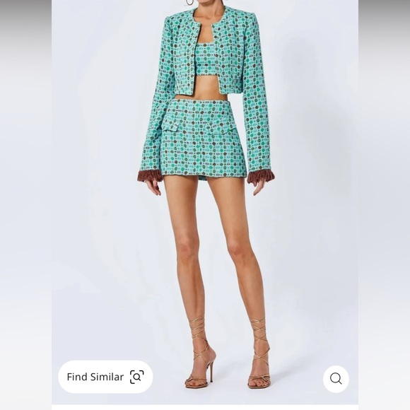 Alexis Women's Green Galena Jacket and mini skirt set - Picture 2 of 8